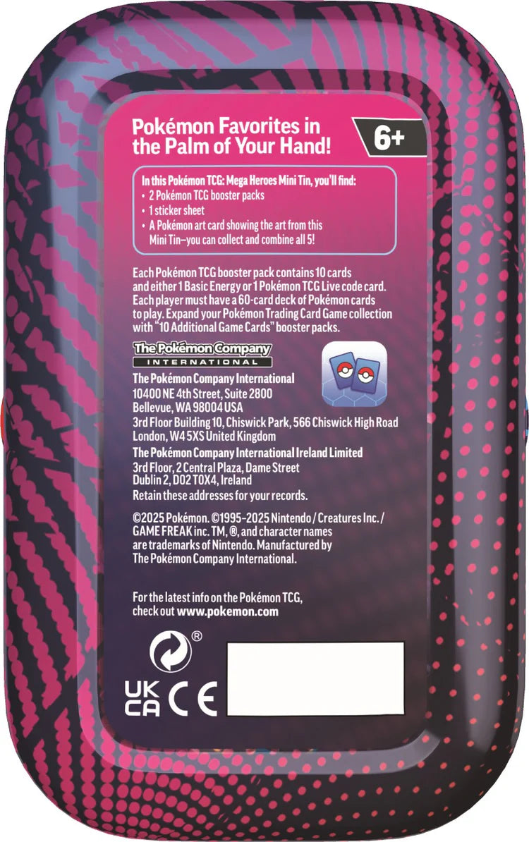 Pokémon TCG: Mega Evolution - Mega Heroes Mini Tin Individual - Inglés - Cherisaur Store