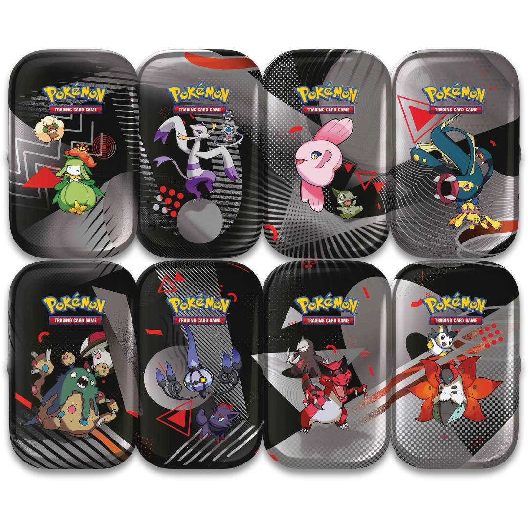 Pokémon TCG: Scarlet & Violet - Black Bolt & White Flare - Display de 8 Unova Mini Tins - Inglés - Cherisaur Store