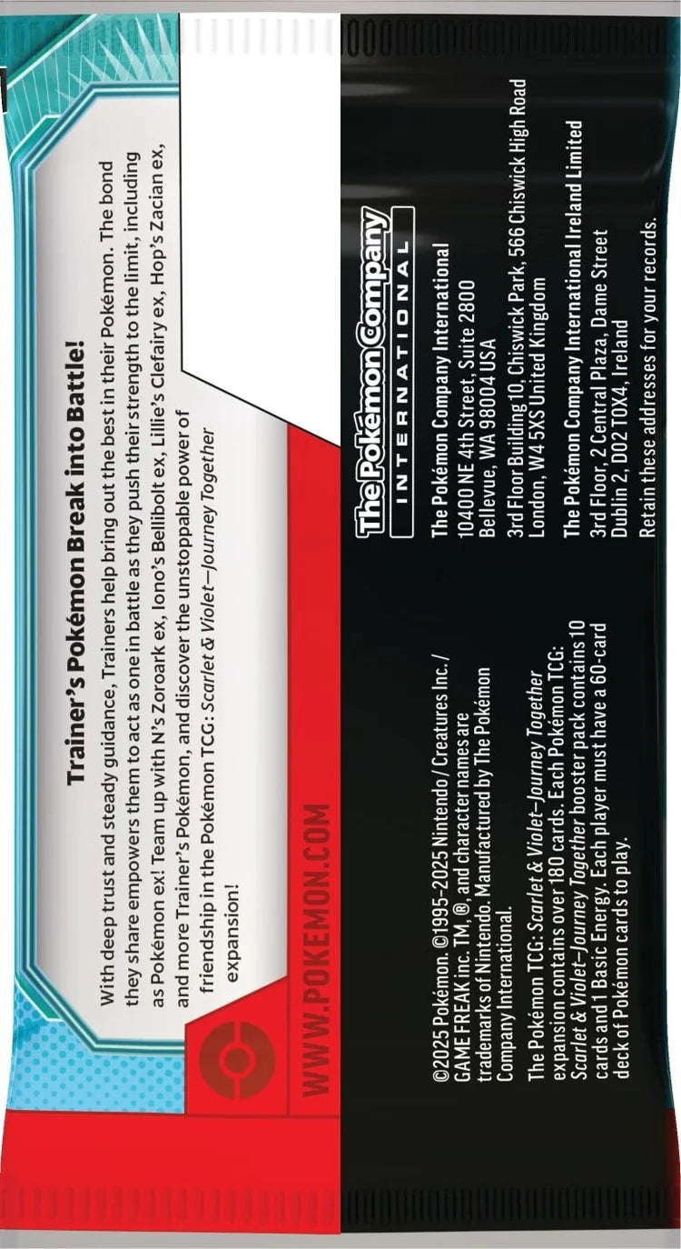 Pokémon TCG: Scarlet & Violet - Journey Together - Booster Pack Individual - Inglés - Cherisaur Store