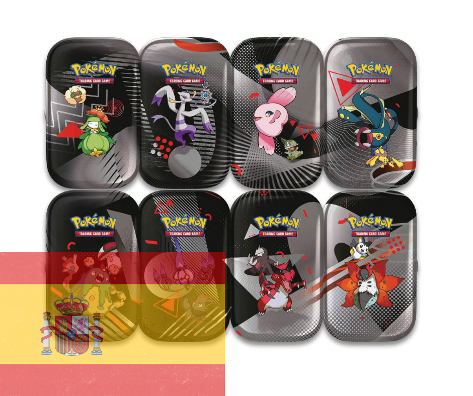 Pokémon JCC: Escarlata y Púrpura - Fulgor Negro y Llama Blanca - Display de 8 Unova Mini Latas - Español - Cherisaur Store