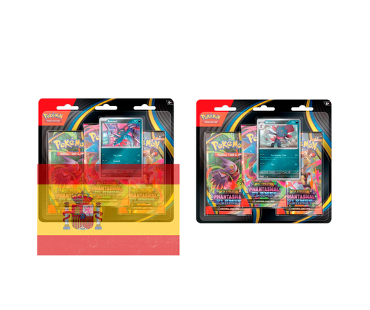 Pokémon TCG: Mega Evolución - Llamaradas Fantasmales - Three-Booster Blister (promo al azar) - Español - Cherisaur Store