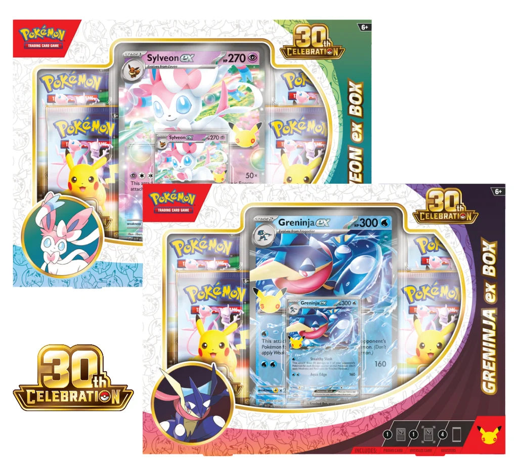 Pokémon TCG: 30th Celebration - Sylveon ex Box & Greninja ex Box (Modelo Al Azar) - Ingles - Cherisaur Store