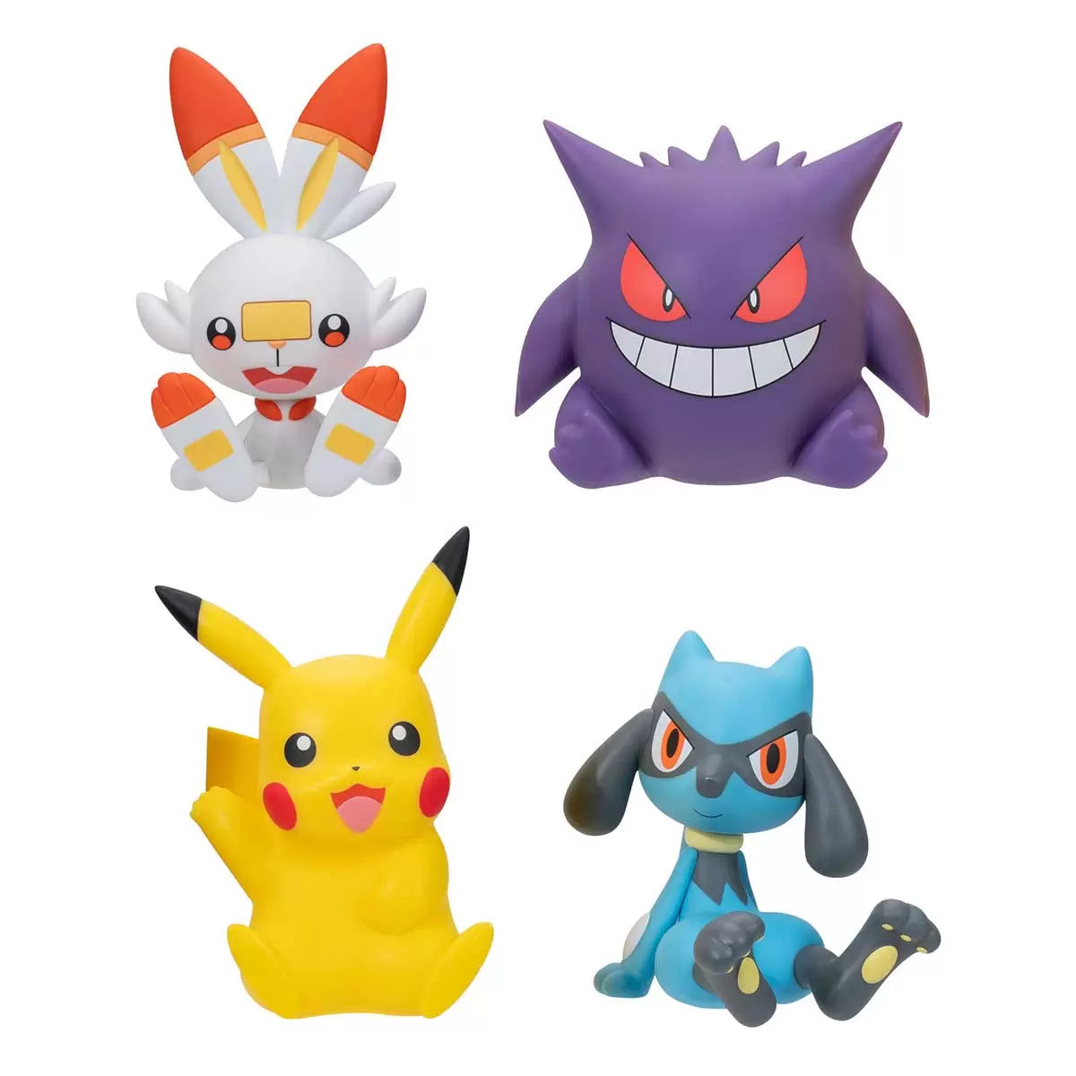 Pokémon Select - Set de 4 figuras de Vinilo - Gengar, Pikachu, Scorbunny y Riolu - Cherisaur Store