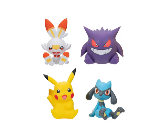 Pokémon Select - Set de 4 figuras de Vinilo - Gengar, Pikachu, Scorbunny y Riolu - Cherisaur Store