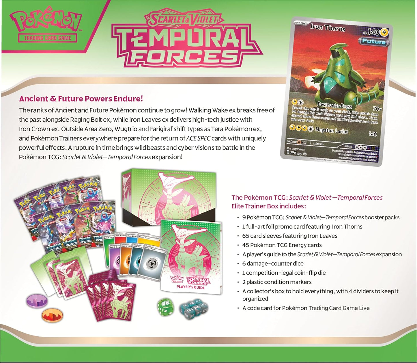 Pokémon TCG: Scarlet & Violet - Temporal Forces - Elite Trainer Box - Inglés - Cherisaur Store