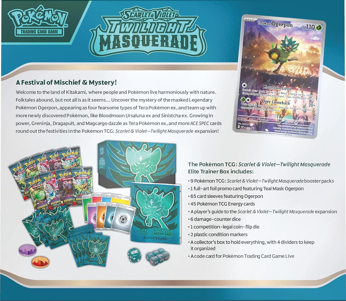 Pokémon TCG: Scarlet & Violet - Twilight Masquerade - Elite Trainer Box - Inglés - Cherisaur Store