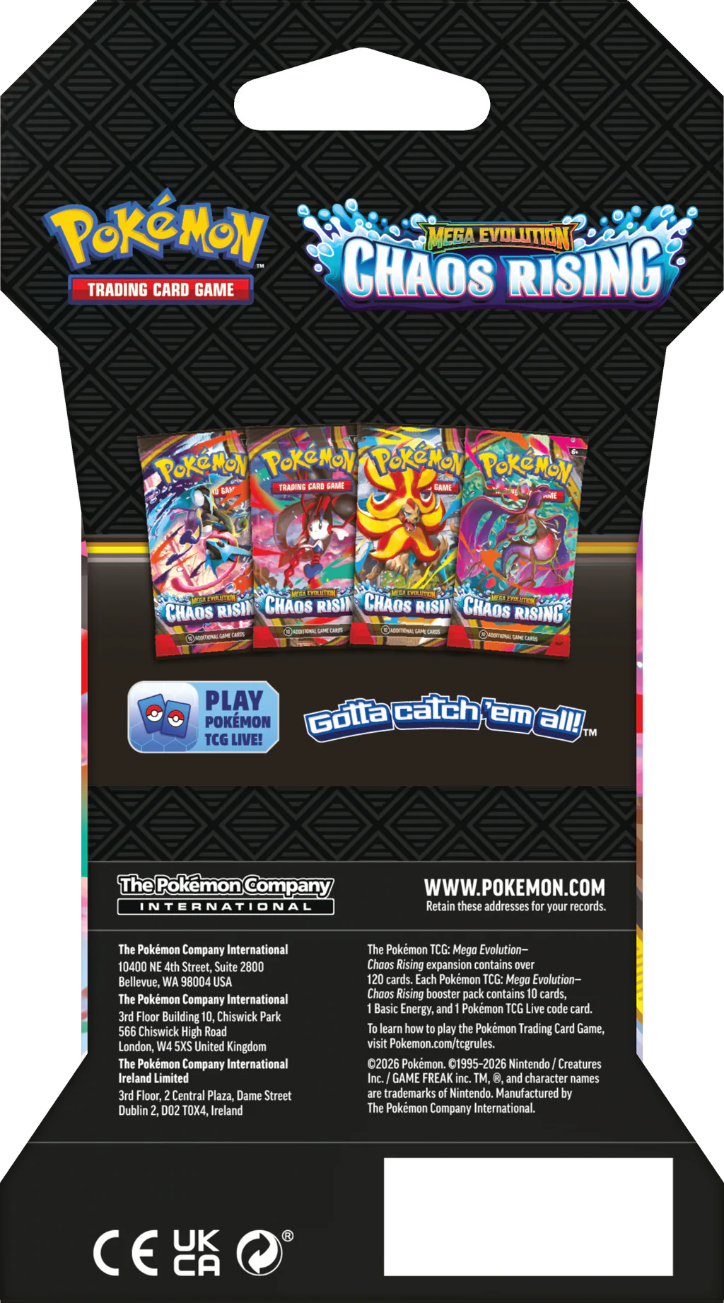 Pokémon TCG: Mega Evolution - Chaos Rising - Sleeved Booster Pack - Ingles - Cherisaur Store