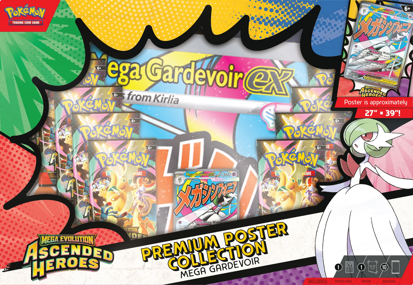 Pokémon TCG: Mega Evolution—Ascended Heroes Premium Poster Collection—Mega Lucario - Mega Gardevoir (aleatorio) - Español - Cherisaur Store