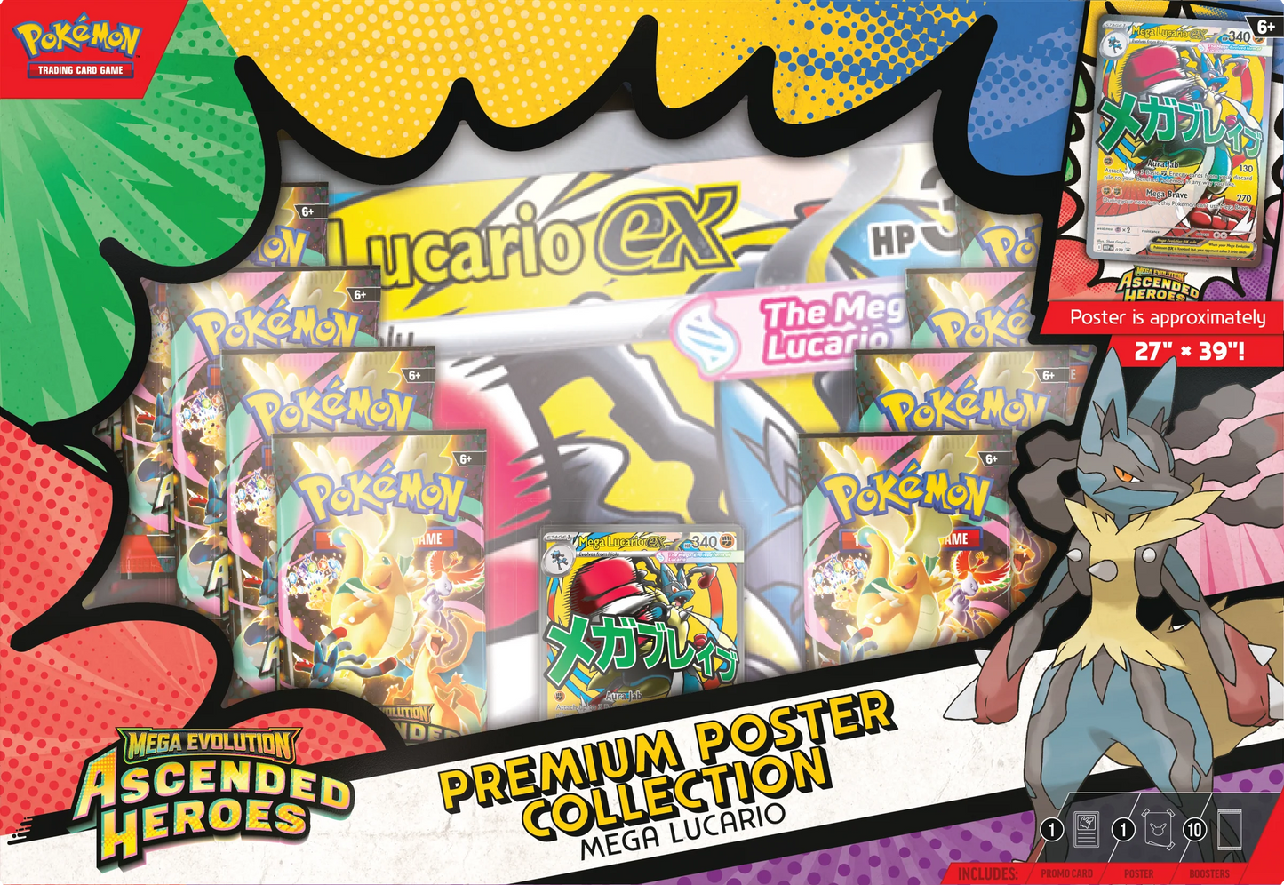 Pokémon TCG: Mega Evolution—Ascended Heroes Premium Poster Collection—Mega Lucario - Mega Gardevoir (aleatorio) - Español - Cherisaur Store
