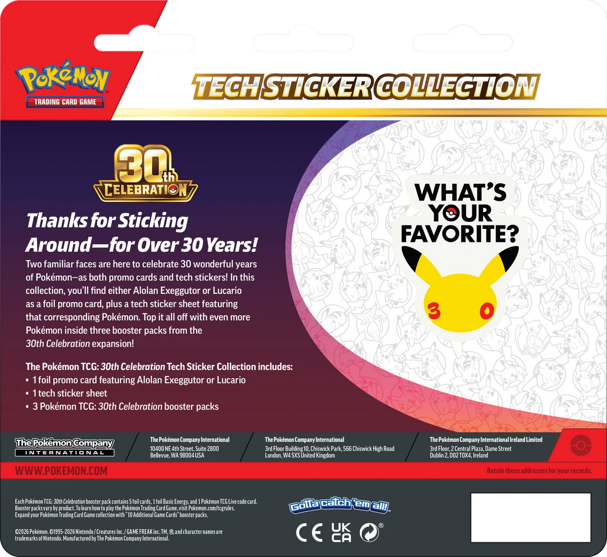 Pokémon TCG: 30th Celebration - Tech Sticker Collection (Modelo Al Azar) - Ingles - Cherisaur Store
