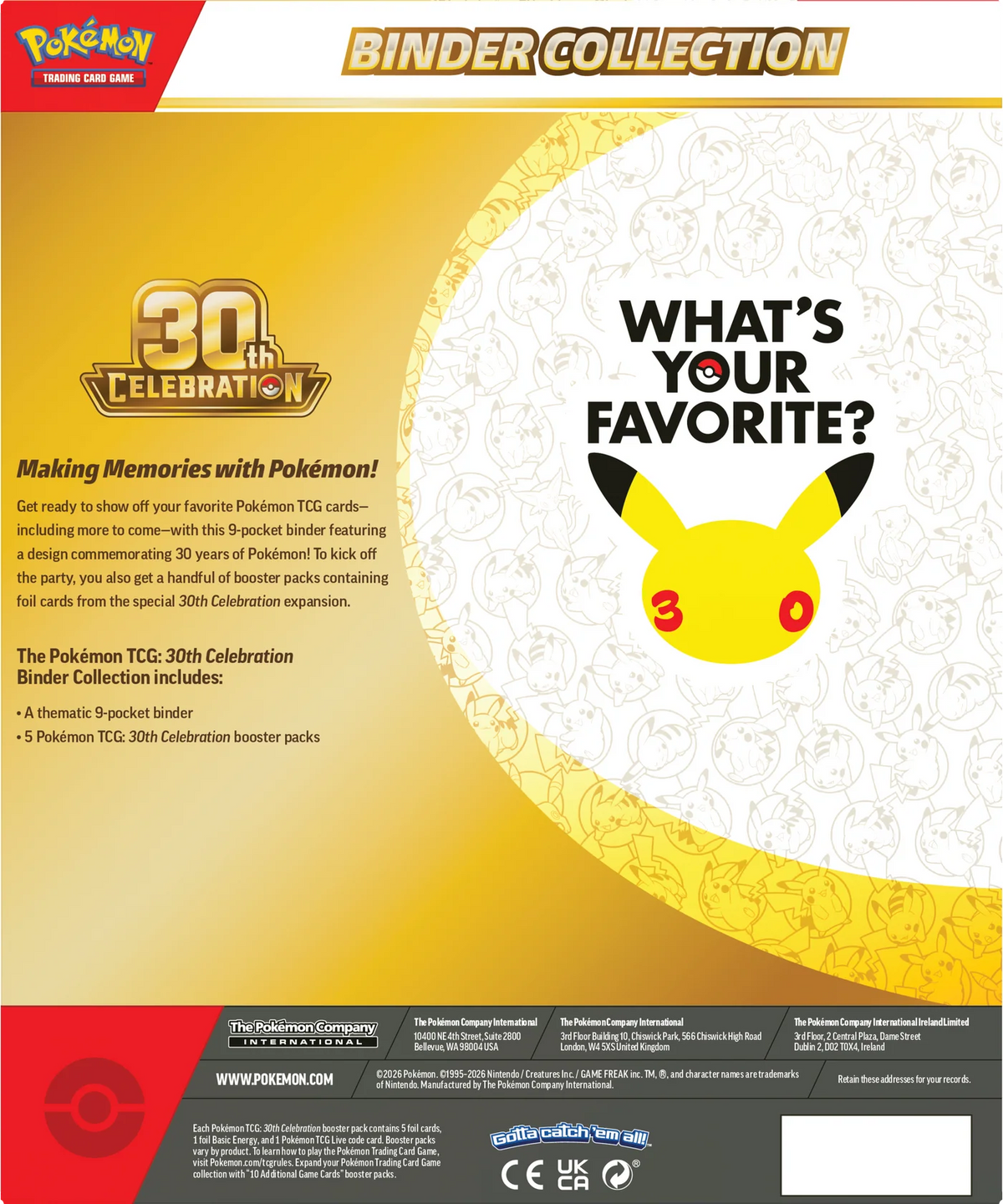 Pokémon TCG: 30th Celebration - Binder Collection - Ingles - Cherisaur Store