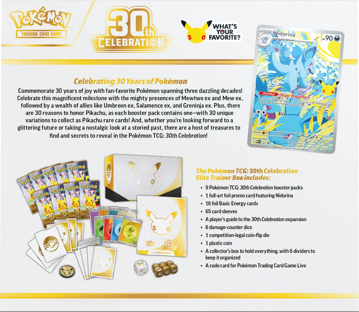 Pokémon TCG: Mega Evolution - 30th Celebration - Elite Trainer Box - Español - Cherisaur Store
