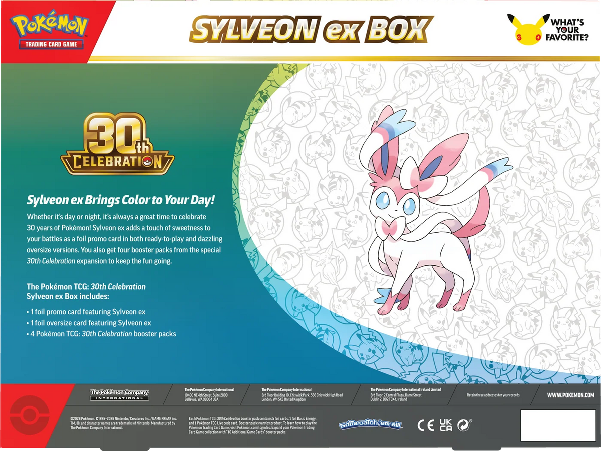 Pokémon TCG: 30th Celebration - Sylveon ex Box & Greninja ex Box (Modelo Al Azar) - Ingles - Cherisaur Store