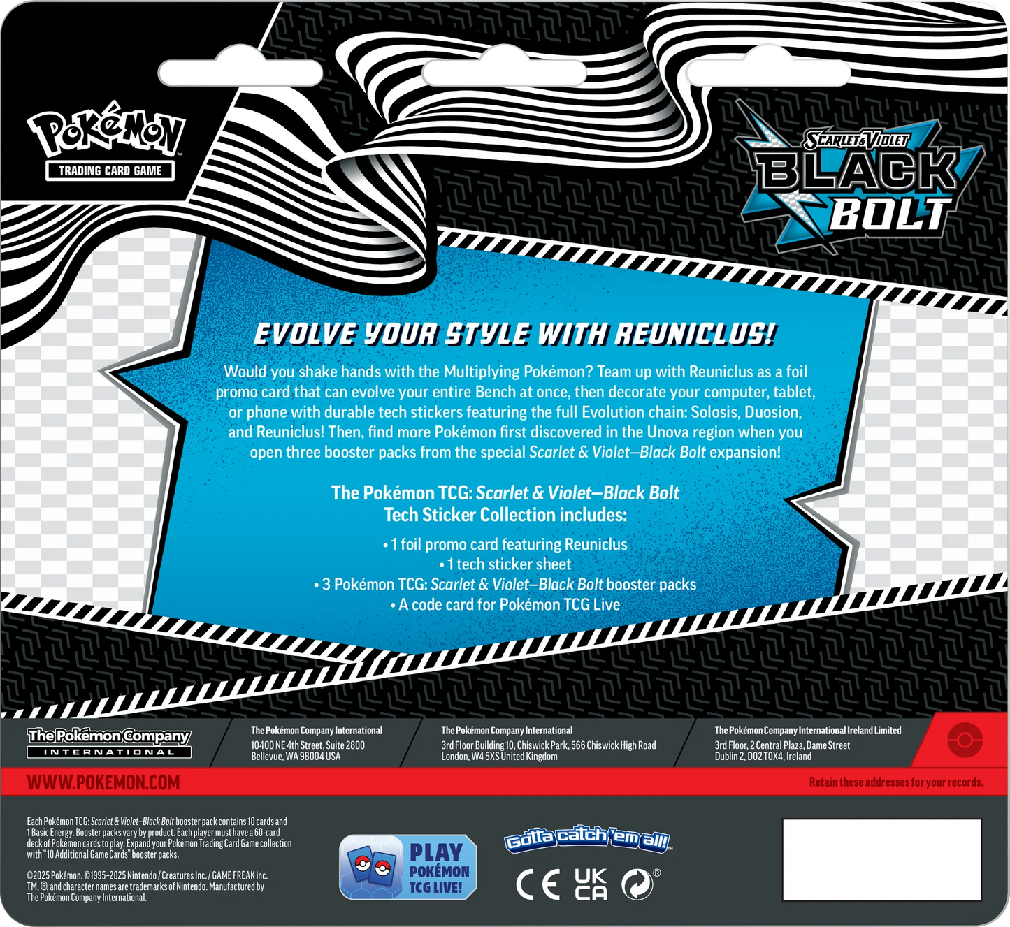 Pokémon TCG: Scarlet & Violet - Black Bolt & White Flare - Tech Sticker Collection Reuniclus - Inglés - Cherisaur Store