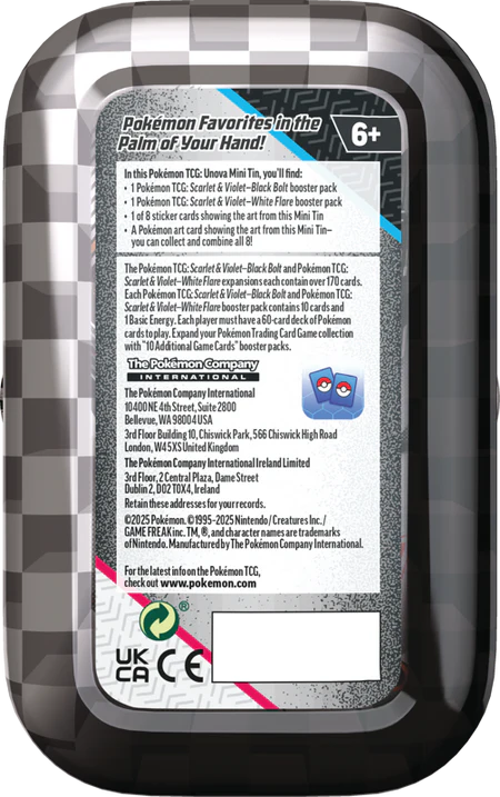 Pokémon TCG: Scarlet & Violet - Black Bolt & White Flare - Unova Mini Tin - Inglés - Cherisaur Store