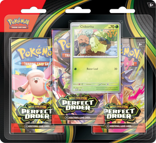 Pokémon TCG: Mega Evolution - Perfect Order - Three-Booster Blister - Inglés - Cherisaur Store